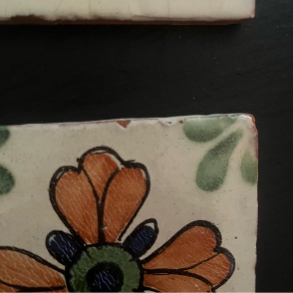 Mexican Hand Painted Terra-Cotta Talavera Vintage Tiles Set of 4 - Picture 10 of 15